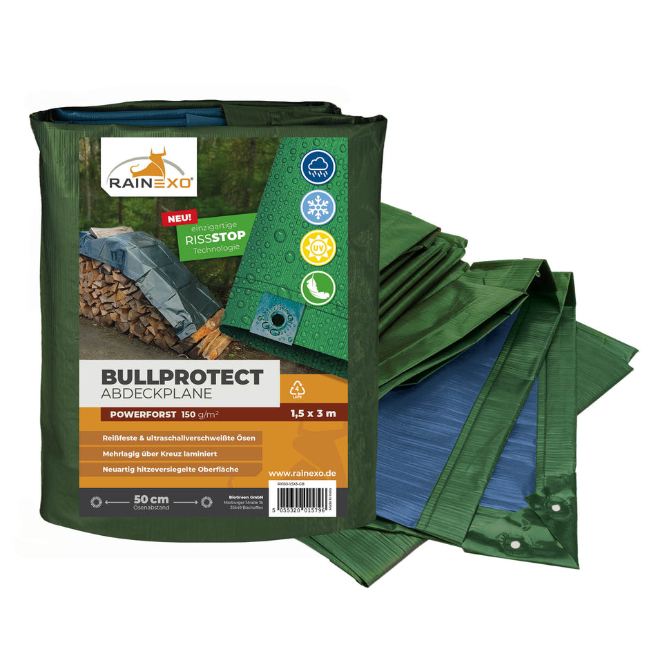 Überdachungsstreifen für Hühnerauslauf 150g/m², Holzabdeckplane Grün/Blau vers. Größen