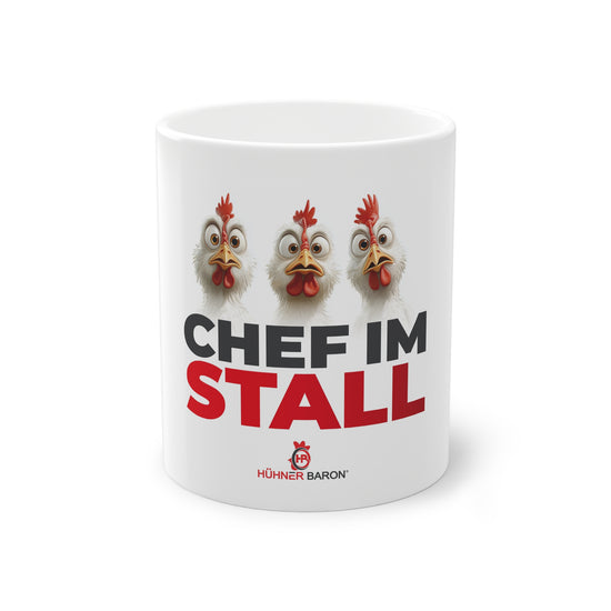 Süße Tasse mit Tiermotiv – Perfektes Geschenk für Hühnerliebhaber Motiv "Chef im Stall"