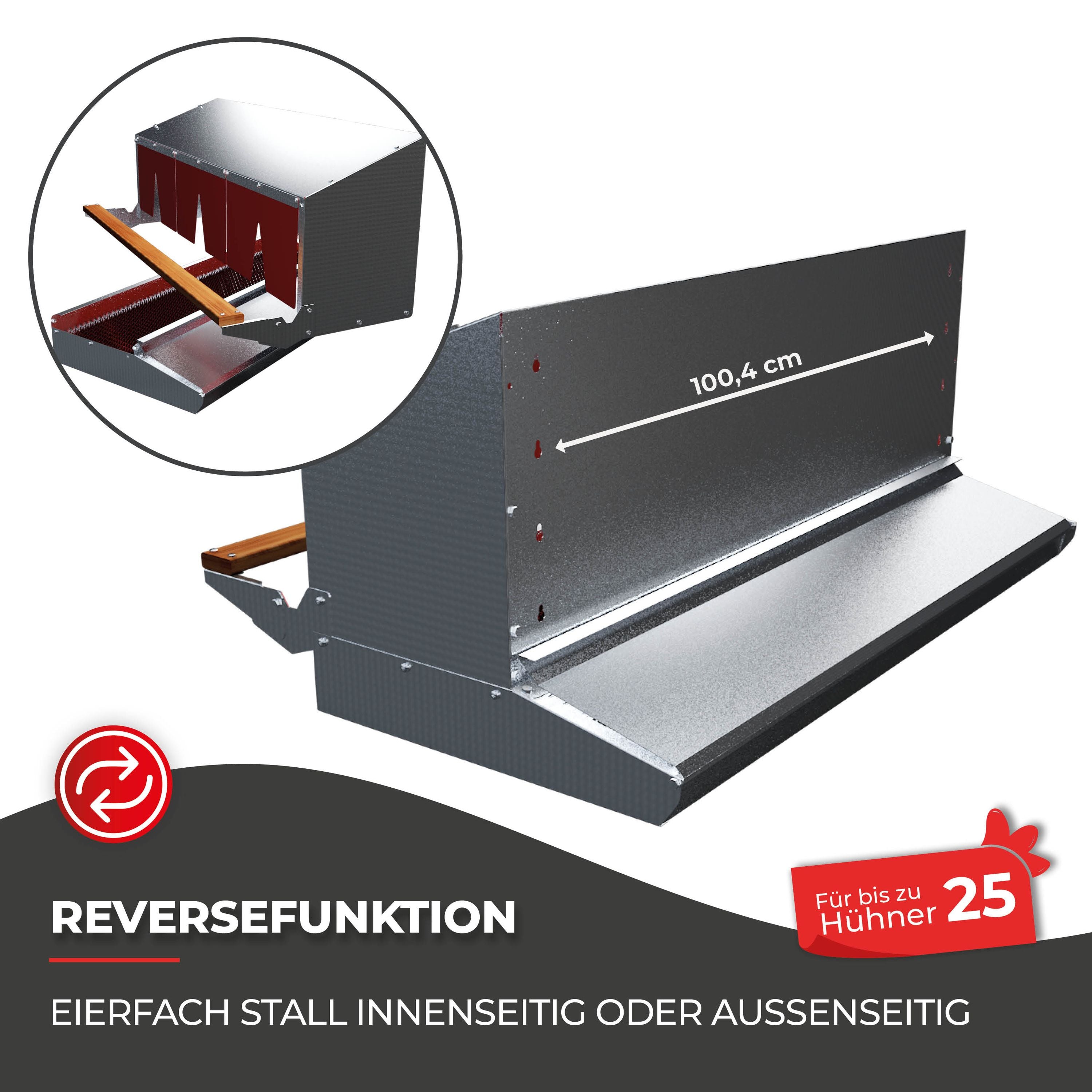 Hühnerbaron Legenest für 25 Hühner mit Reversefunktion