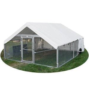 CHICKENTRAKTOR - Mobiler Hühnerstall aus Aluminium ca. 3 x 3,6 m, Gehege für bis zu 60 Hühner