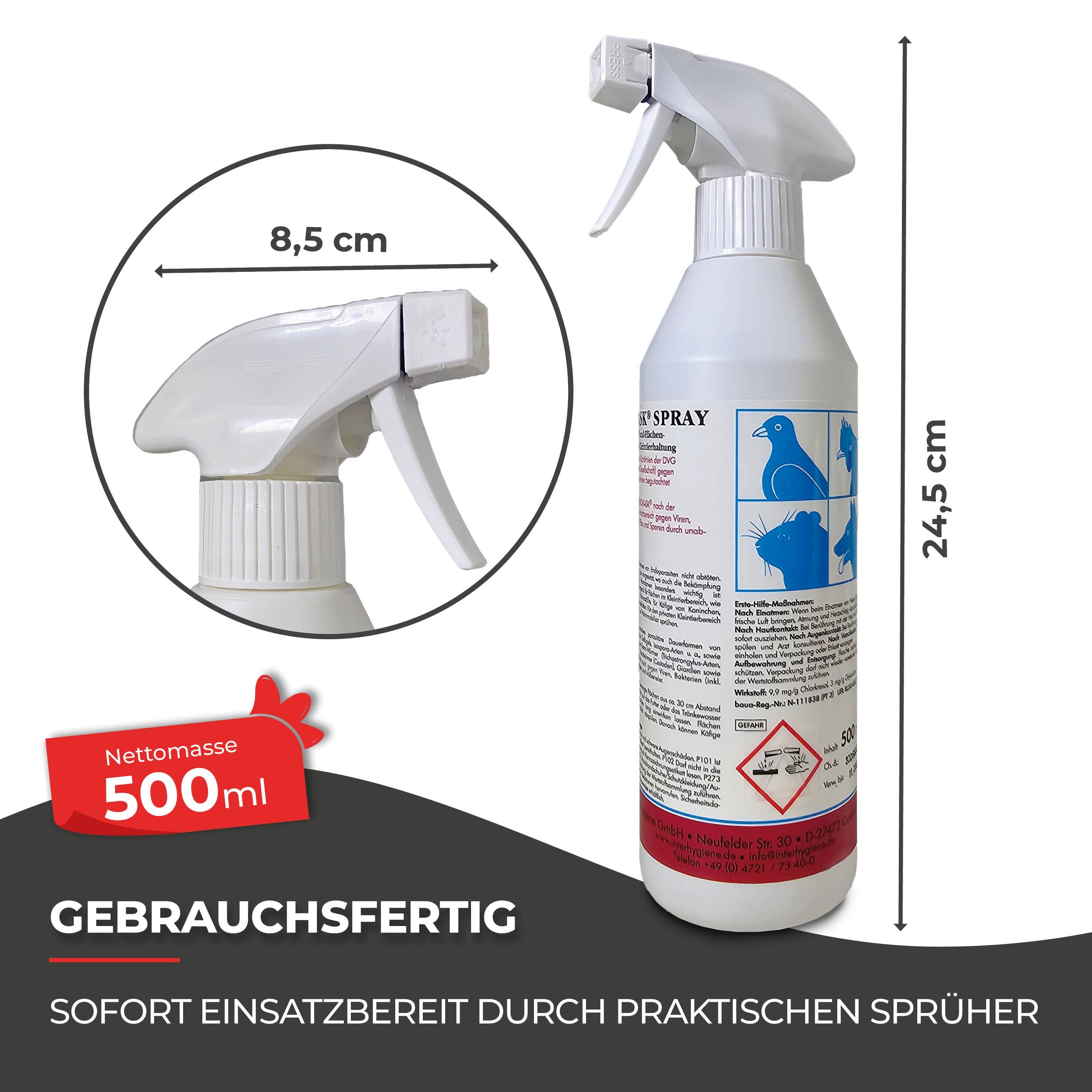 Kokzidien Hühner Medikament: 500 ml Spray gegen Endoparasiten