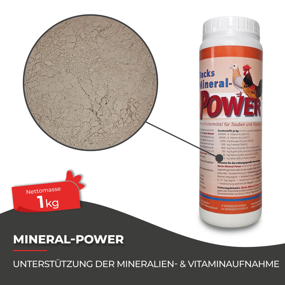 1 kg Mineralien für Hühner: Mineral Power mit Vitaminen