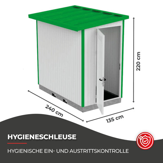 Schleusencontainer für Hygieneschleuse: Hygienische Ein- und Austrittskontrolle für den Hühnerstall