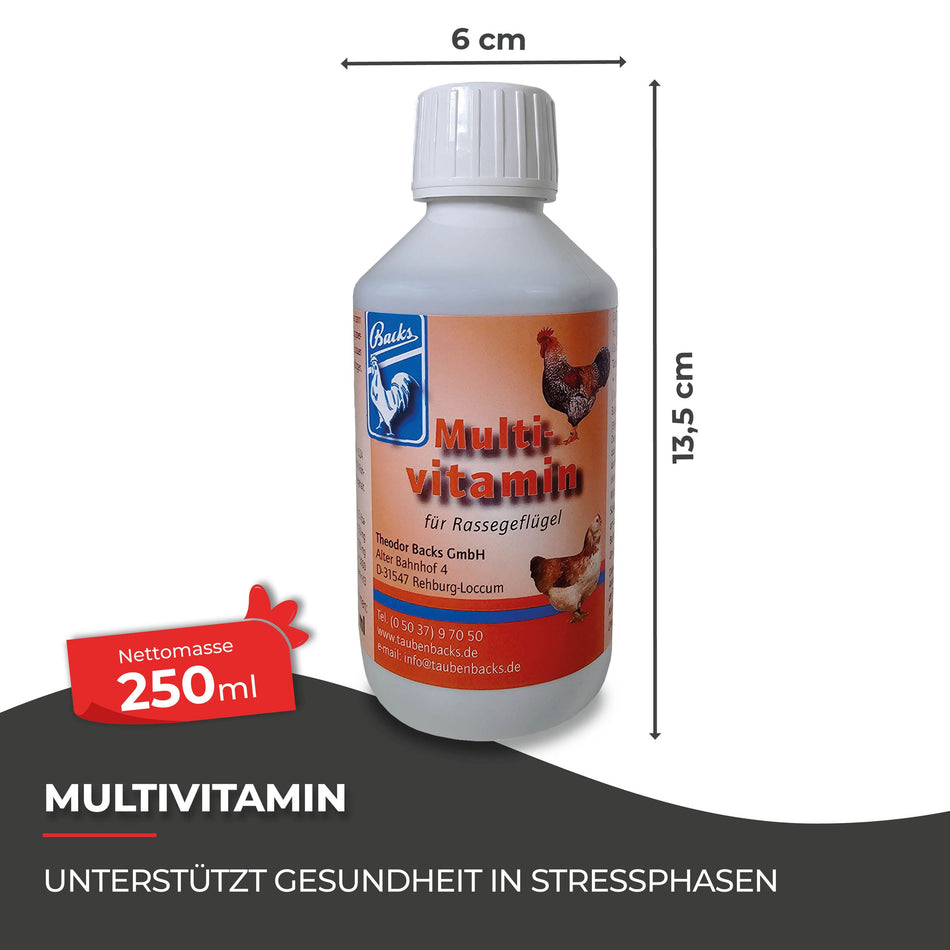 Multivitamin für Hühner: 250 ml, 500 ml und 1000 ml Unterstützung während Mauser und Zucht