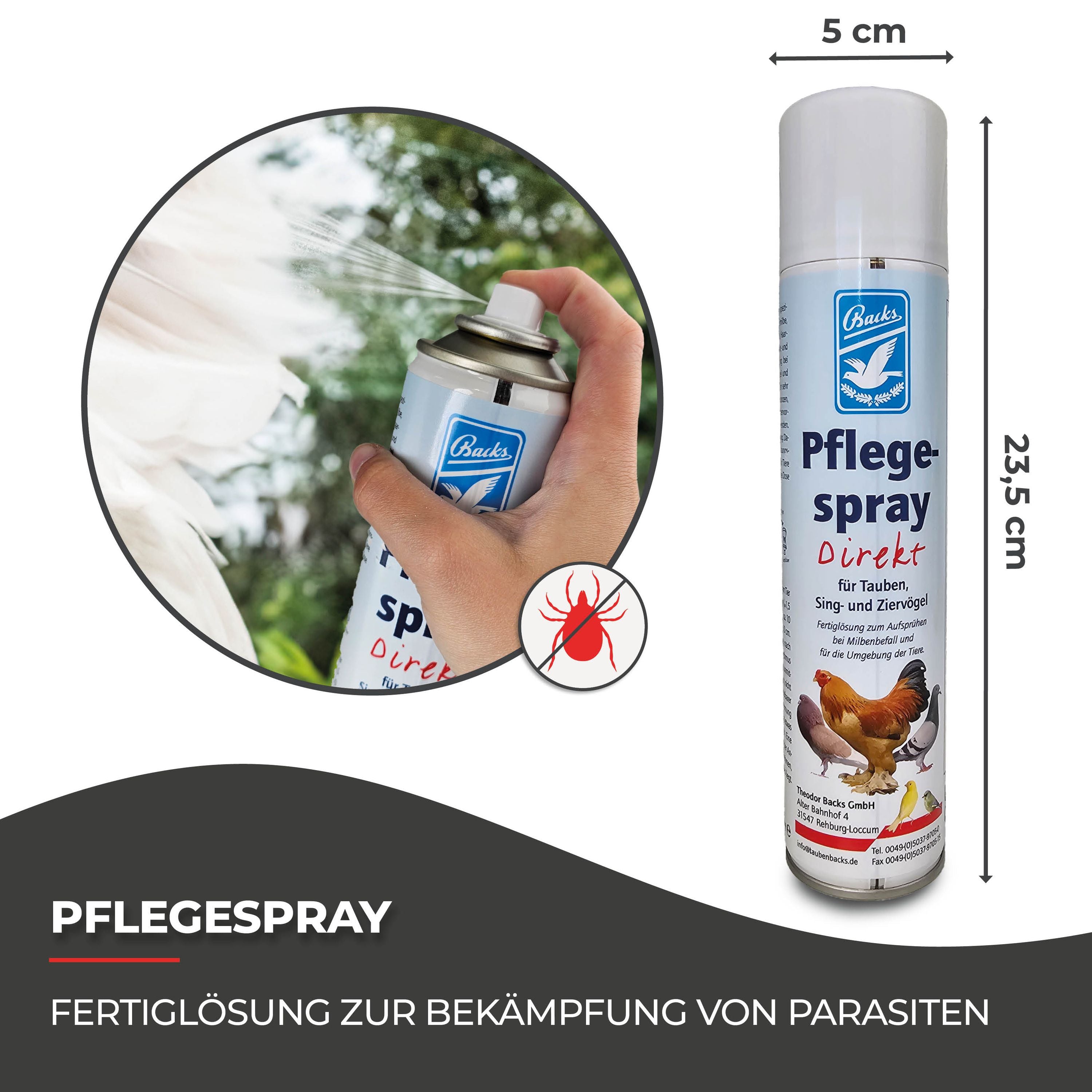 Hühnerparasiten: 250 ml Pflegespray „Direkt“ gegen Milben und mehr