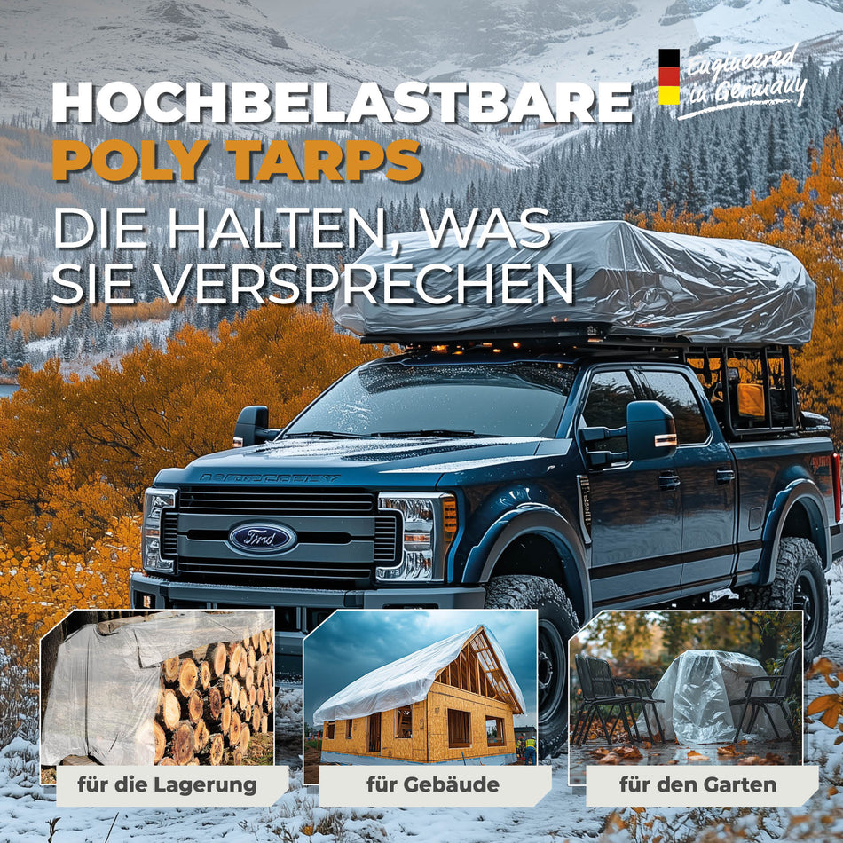 Hühnerauslauf Abdeckung PREMIUM 250g/m², Abdeckplane Transparent vers. Größen