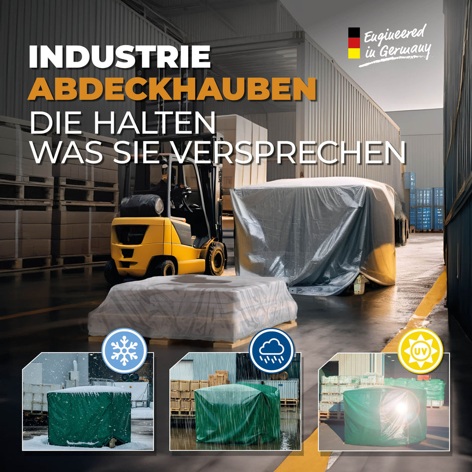 Abdeckhaube für Gitterbox 120g/m² Silber, optional mit Reißverschluss, 125x85x98cm