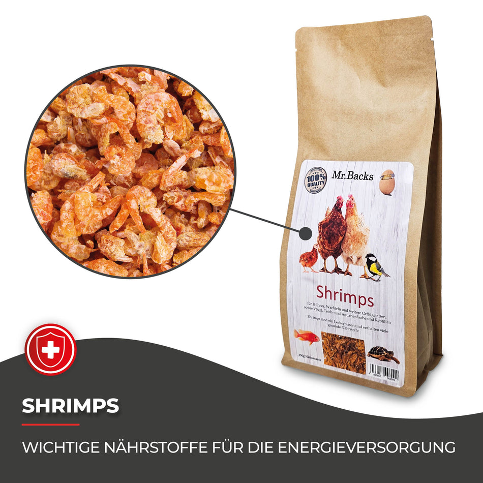 Protein für Hühner: 250 g Shrimps als Leckerbissen