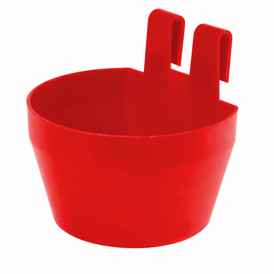 Futterschale für Hühner und Kleintiere – Kunststoffbecher für Futter, Wasser oder Grit, rot
