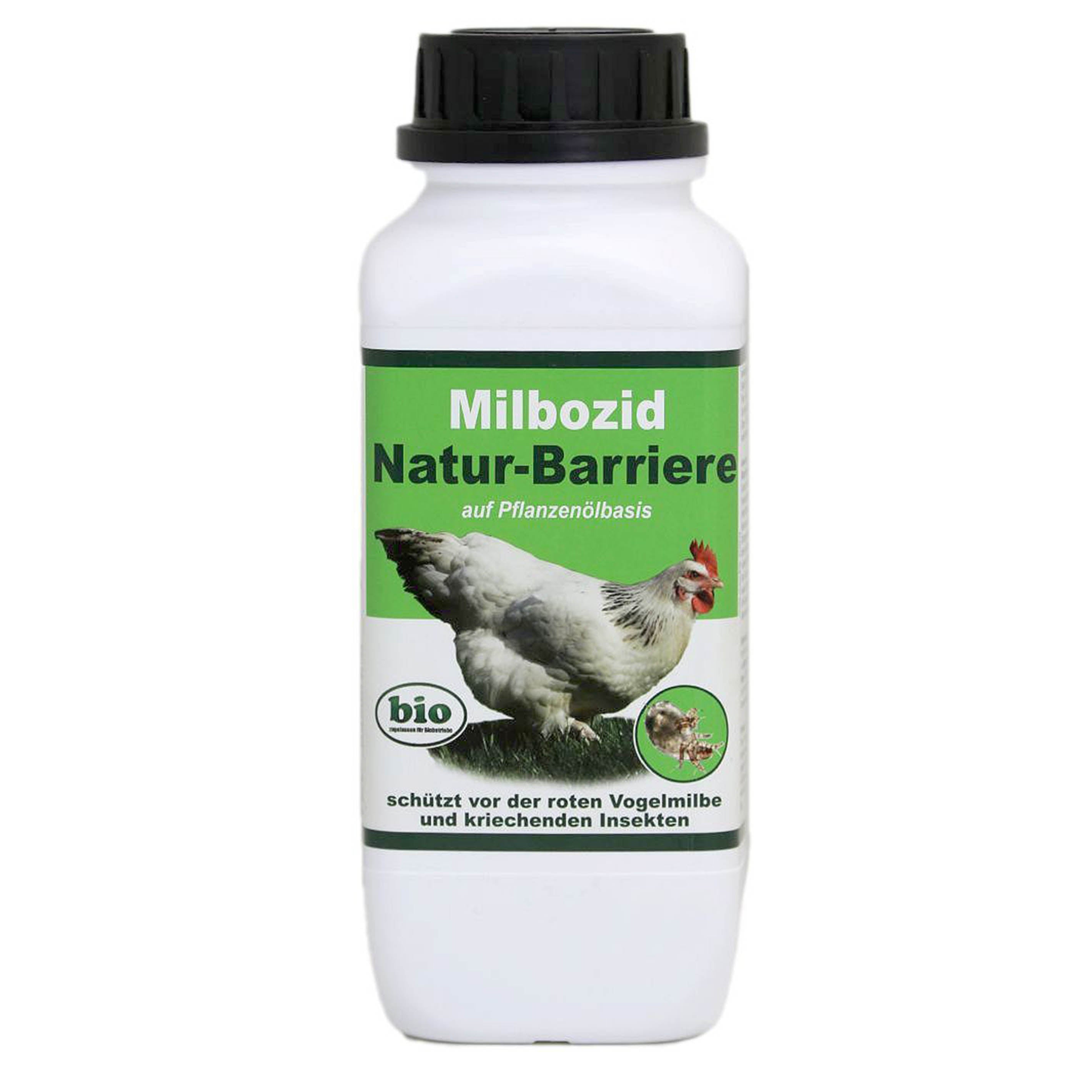 Hühnermilben vorbeugen - Milbozid Natur-Barriere, biologischer Schutz vor der roten Vogelmilbe