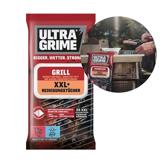 BBQ - XXL Premium Feuchtreinigungstücher für Grill, Ofen & Fritteusen mit einer abrasiven Schrubbseite