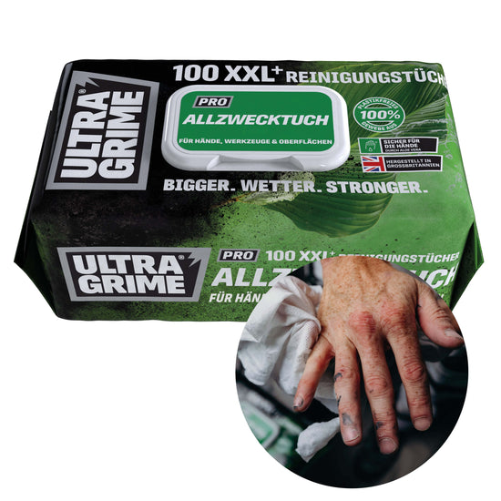 Pro Mehrzweck Bio - XXL Premium Bio Allzweck Feuchtreinigungstücher, entfernt Fett, Öl, Farbe und Tinte
