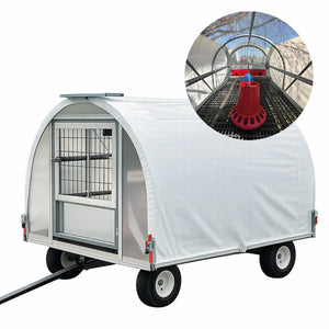 Mobiler Freiland-Hühnerstall 1,5 x 2,40 m, mit Solartür, Skylight & Winterverkleidung, ca. 30 Hühner