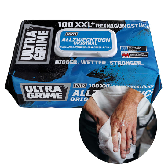 Pro Mehrzweck - XXL Premium Allzweck Feuchtreinigungstücher, entfernt Fett, Öl, Farbe und Tinte