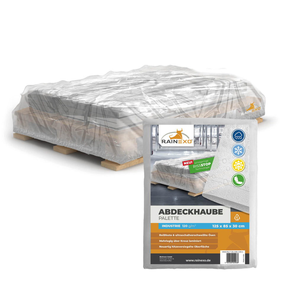 Abdeckhaube für Palettenrahmen 120g/m² Transparent 125x85x30cm